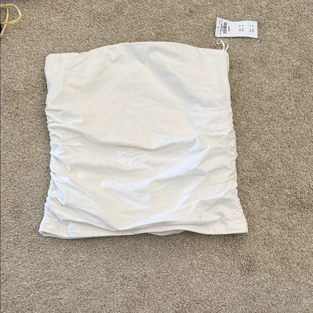 Cream Strapless Ruched Tube Top